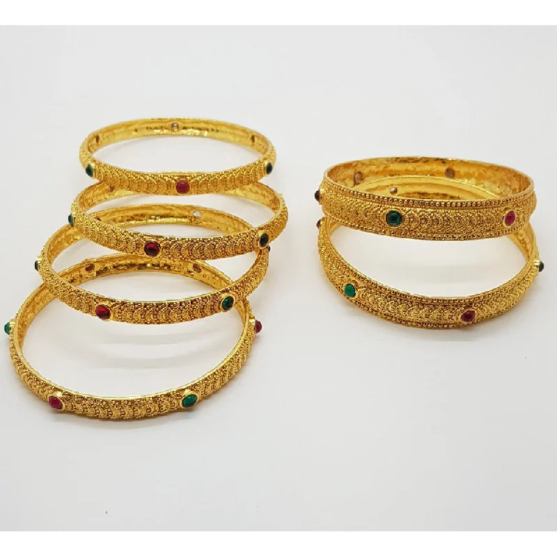 Traditional Indian Bangles for Weddings-Raiyaraj Gold Plated Pack Of 3 Bangle Set