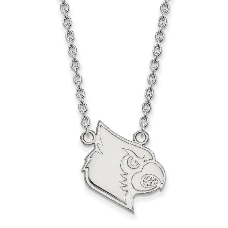 Adjustable Silver Necklace for Comfort-10k White Gold U of Louisville Large Pendant Necklace