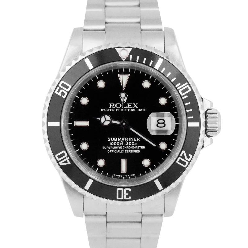 Retro Watches for Fashion Forward Men-Rolex Submariner Date Black TRITINOVA Stainless Steel 40mm Oyster 16610 Watch