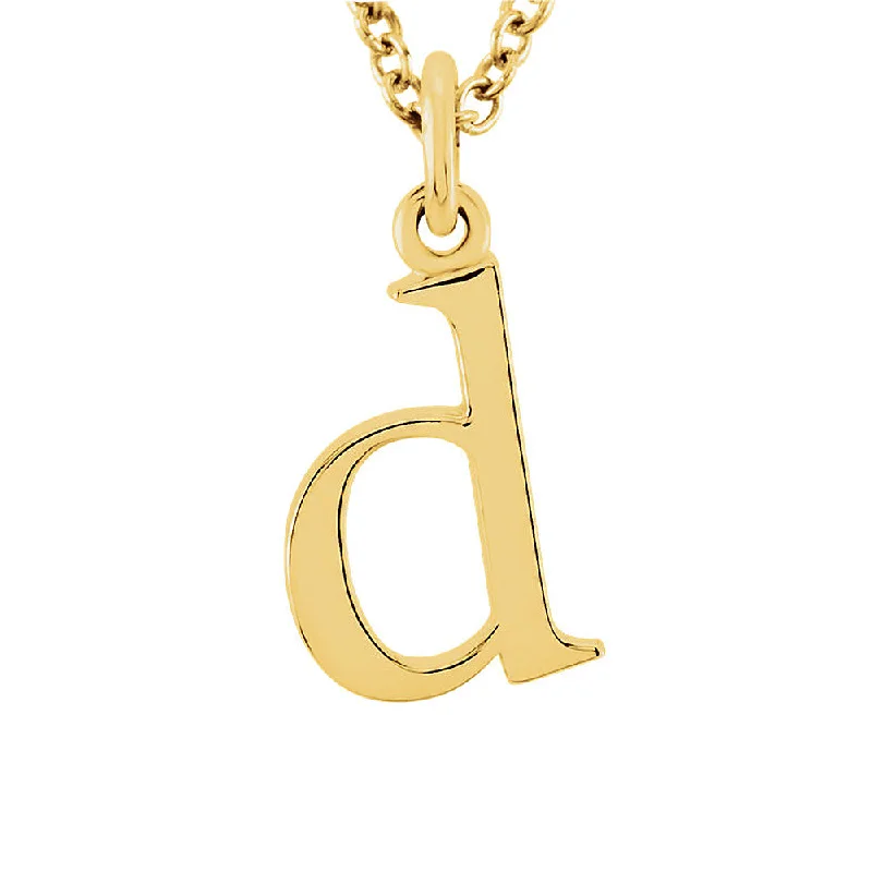 Boho Necklace for Casual Look-The Abbey Lower Case Initial 'd' Necklace in 14k Yellow Gold, 16 Inch