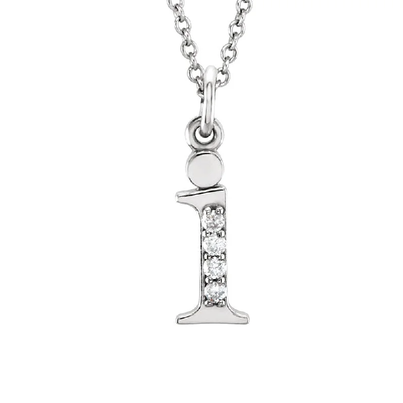 Crystal Bead Necklace for Casual Wear-The Abbey 14k White Gold Diamond Lower Case Initial 'i' Necklace 16 In