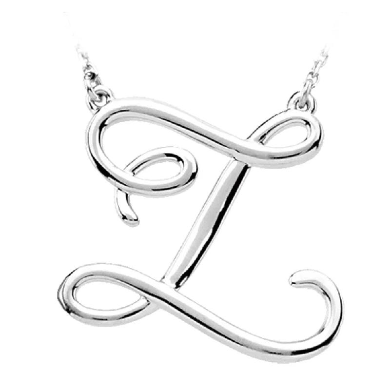 Personalized Jewelry Necklace-Sterling Silver, Olivia Collection, Medium Script Initial Z Necklace