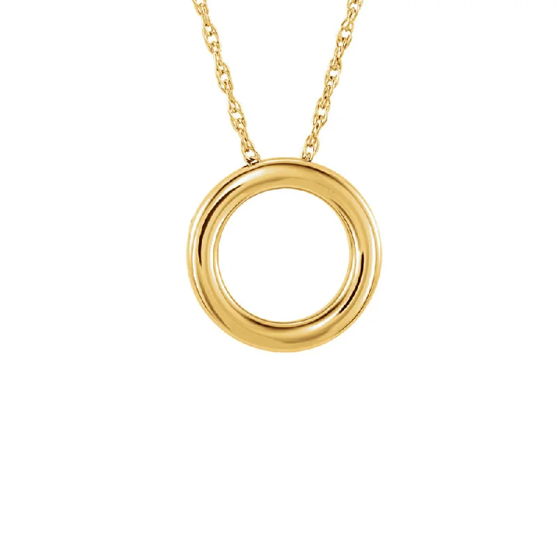 Elegant Necklace for Bridesmaids-Polished 15mm Circle Necklace in 14k Yellow Gold, 18 Inch