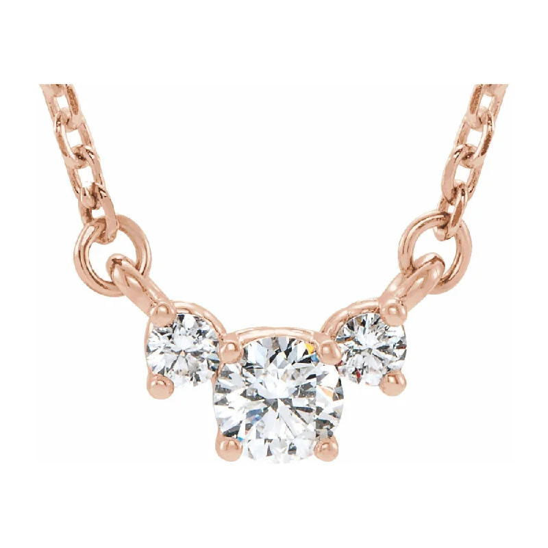 Rose Gold Chain Necklace for Style-14K Yellow, White or Rose Gold & Diamond 3 Stone Necklace, 16-18 Inch