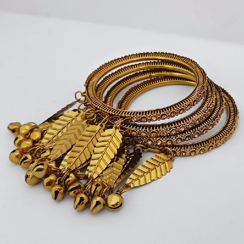 Large Statement Bangles for Women-Kriaa Gold Plated  Brown Austrian Stone Bangle Sets