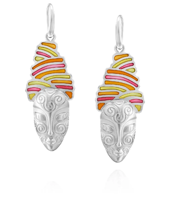 Silver Earrings for Sensitive Ears-Little dreamer colorful sterling silver earrings,