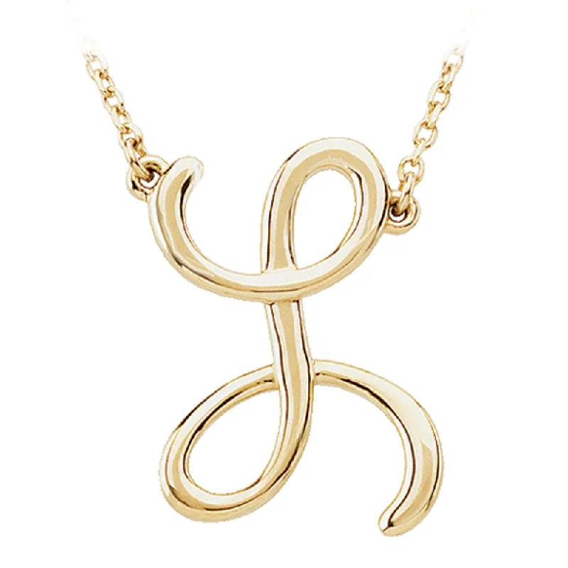 Unique Necklace for Gifts-14k Yellow Gold, Olivia Collection, Medium Script Initial L Necklace