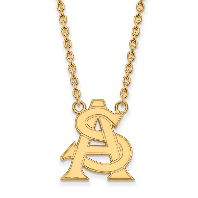 Long Chain Necklace for Stylish Look-10k Yellow Gold Arizona State Large Pendant Necklace