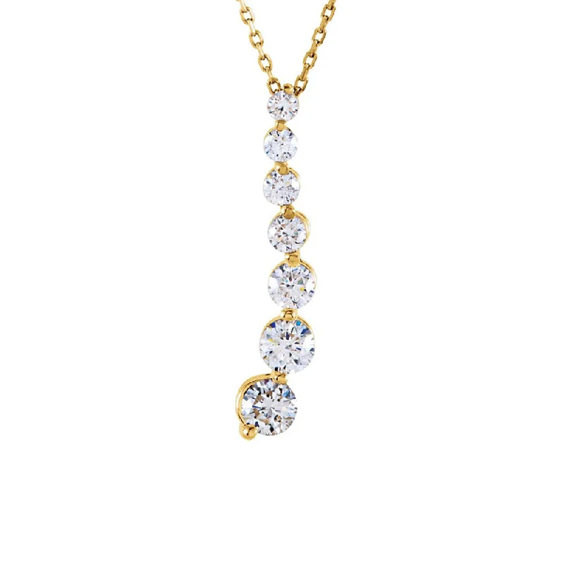 Classic Choker Necklace for Women-14k Yellow Gold & Diamond 7-Stone Journey Necklace, 18 Inch