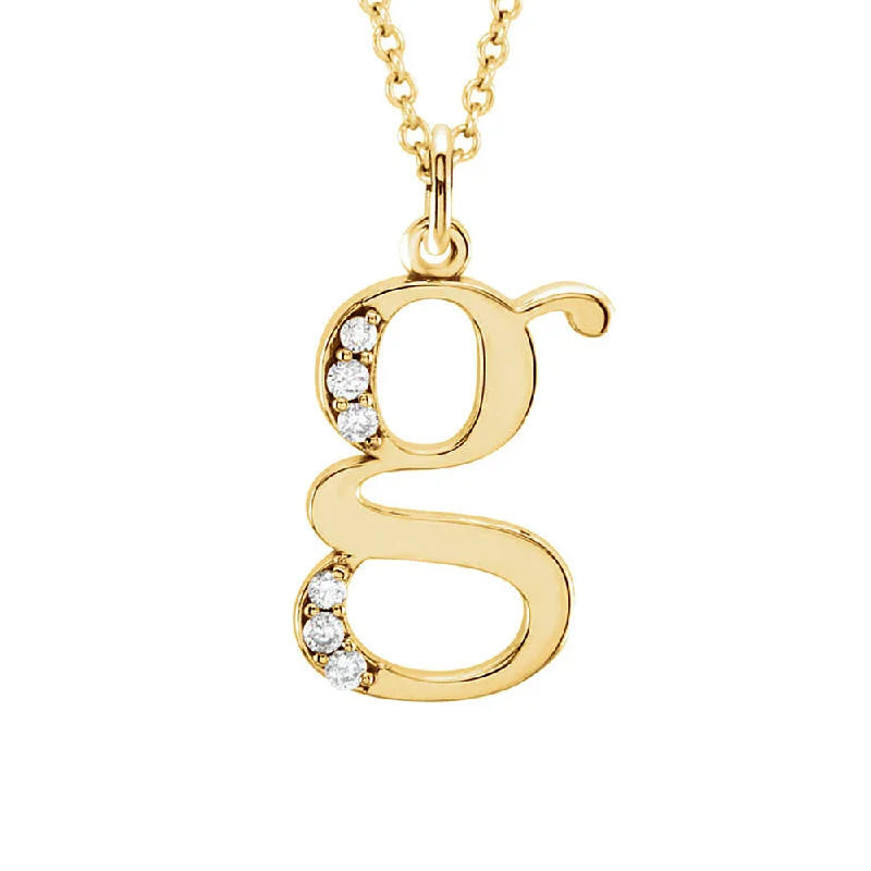 Personalized Family Necklace-The Abbey 14k Yellow Diamond Lower Case Initial 'g' Necklace 16 Inch