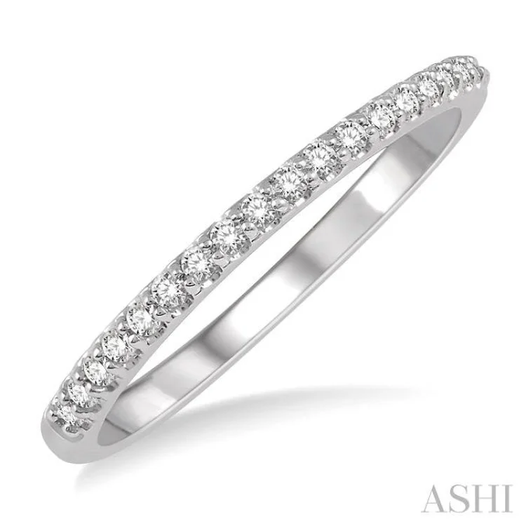 Birthstone Silver Ring for Customization-1/6 Ctw Round Cut Diamond Wedding Band in 14K White Gold