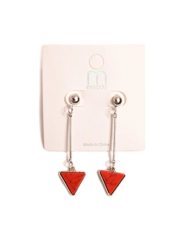 Elegant Diamond Earrings for Women-Triangle Marble Earrings