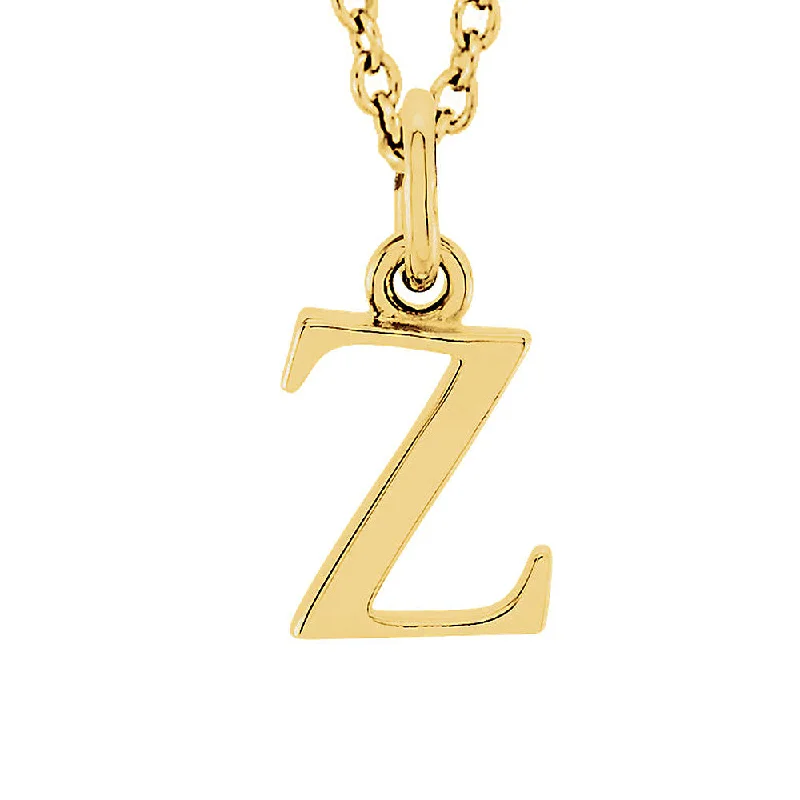 Simple Bead Necklace for Casual Looks-The Abbey Lower Case Initial 'z' Necklace in 14k Yellow Gold, 16 Inch