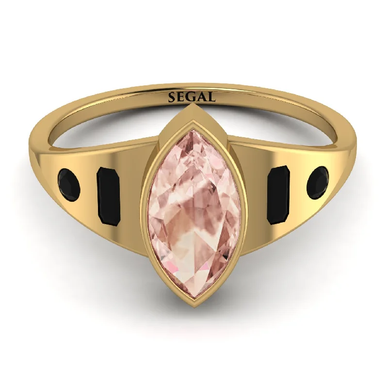 Elegant Gemstone Ring for Special Events-Marquise Bezel Morganite Ring - Juliana No. 907