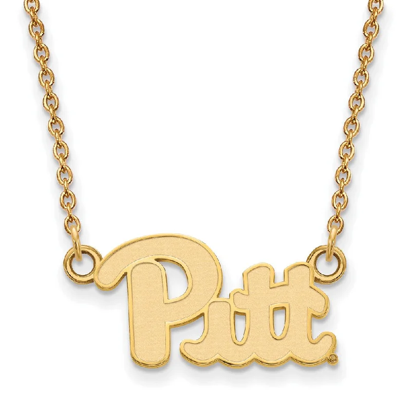 Vintage Gold Necklace for Women-14k Gold Plated Silver U of Pittsburgh Sm 'Pitt' Pendant Necklace