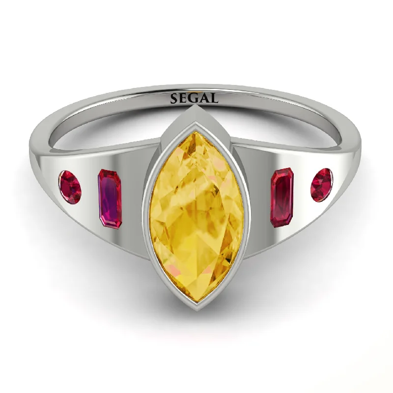 Custom Birthstone Ring for Fashion-Marquise Bezel Citrine Ring - Juliana No. 612