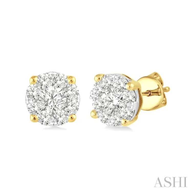 Black Earrings for Evening Wear-1/3 Ctw Lovebright Round Cut Diamond Stud Earrings in 14K Yellow and white Gold