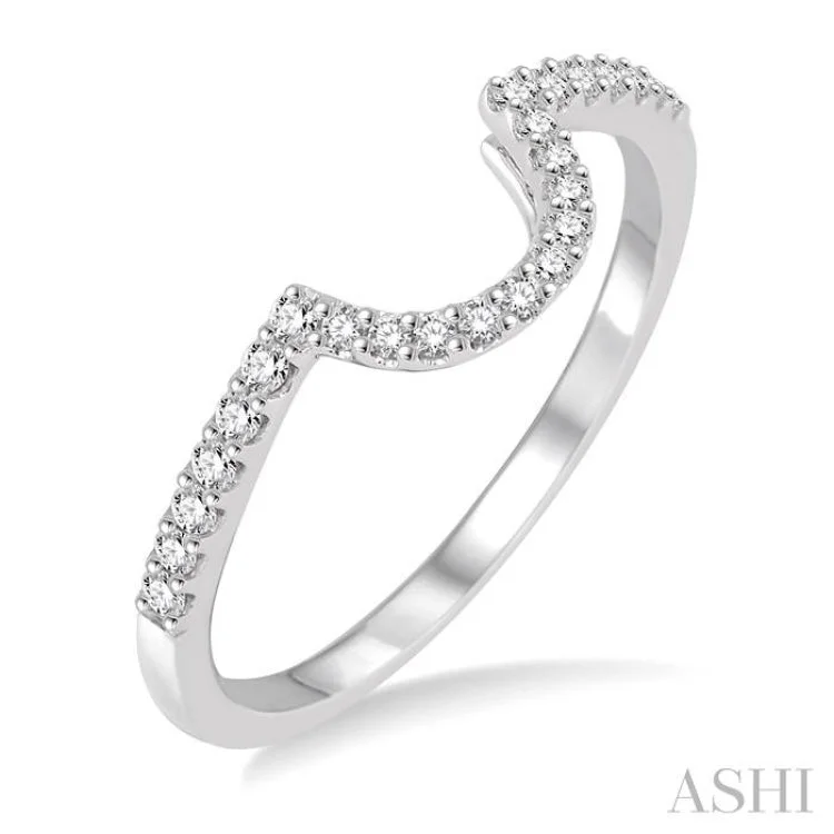 Fashionable Statement Ring for Women-1/5 Ctw Round Cut Diamond Wedding Band in 14K White Gold