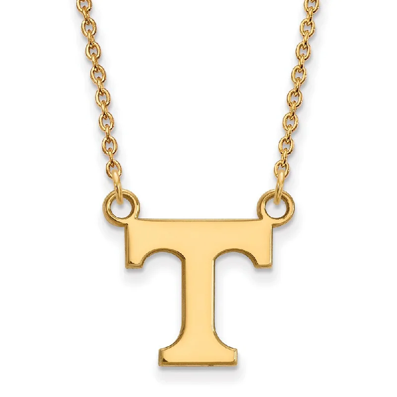 Statement Necklace for Women-14k Gold Plated Silver U of Tennessee Small Initial T Pendant Necklace