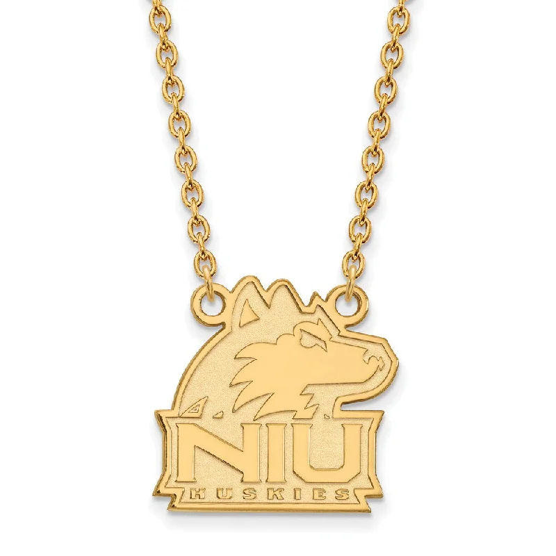 Crystal Necklace for Special Occasions-10k Yellow Gold Northern Illinois U Large Pendant Necklace