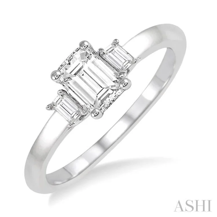 Antique Style Diamond Ring for Women-1/6 ctw Baguette Diamond Semi-Mount Engagement Ring in 14K White Gold