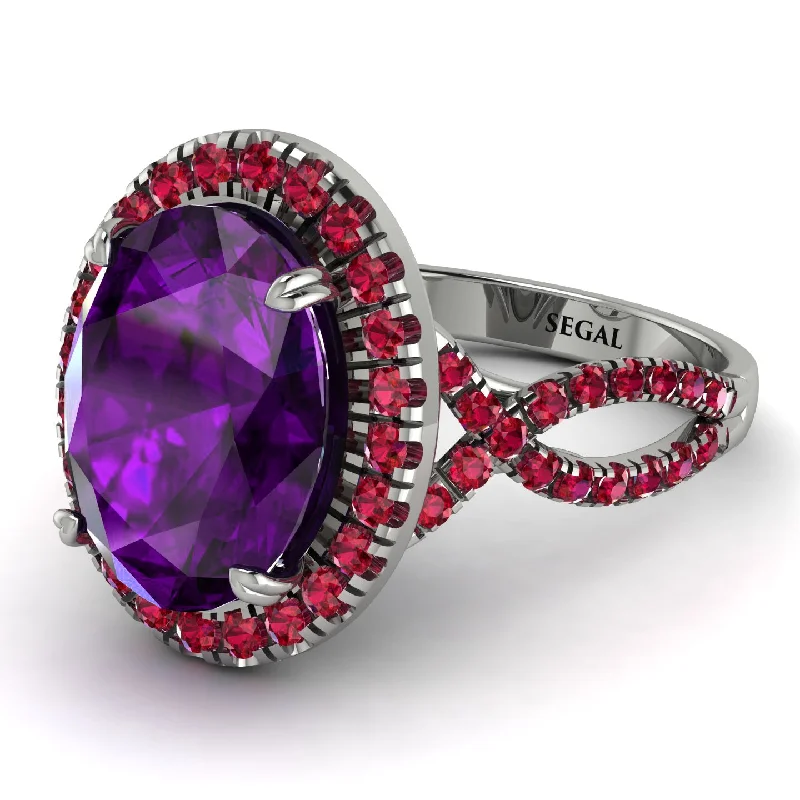 Unique Wedding Ring for Couples-Glamorous Oval Amethyst Ring - Jordyn No. 312