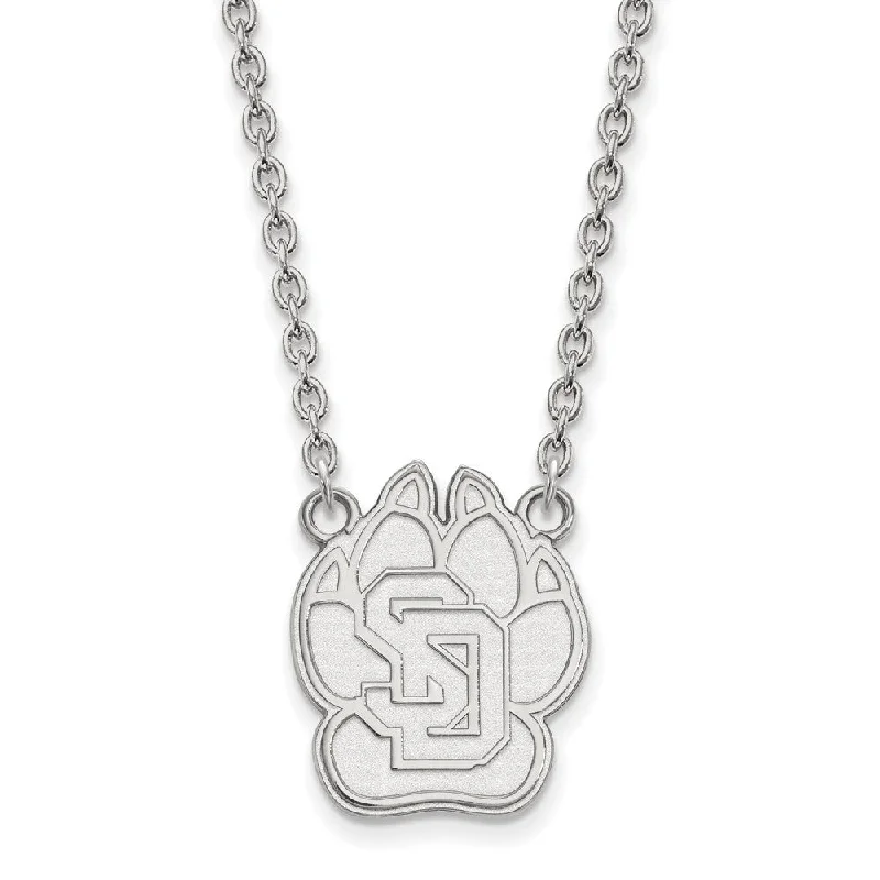 Chunky Necklace for Daytime Look-14k White Gold South Dakota Large Paw Pendant Necklace