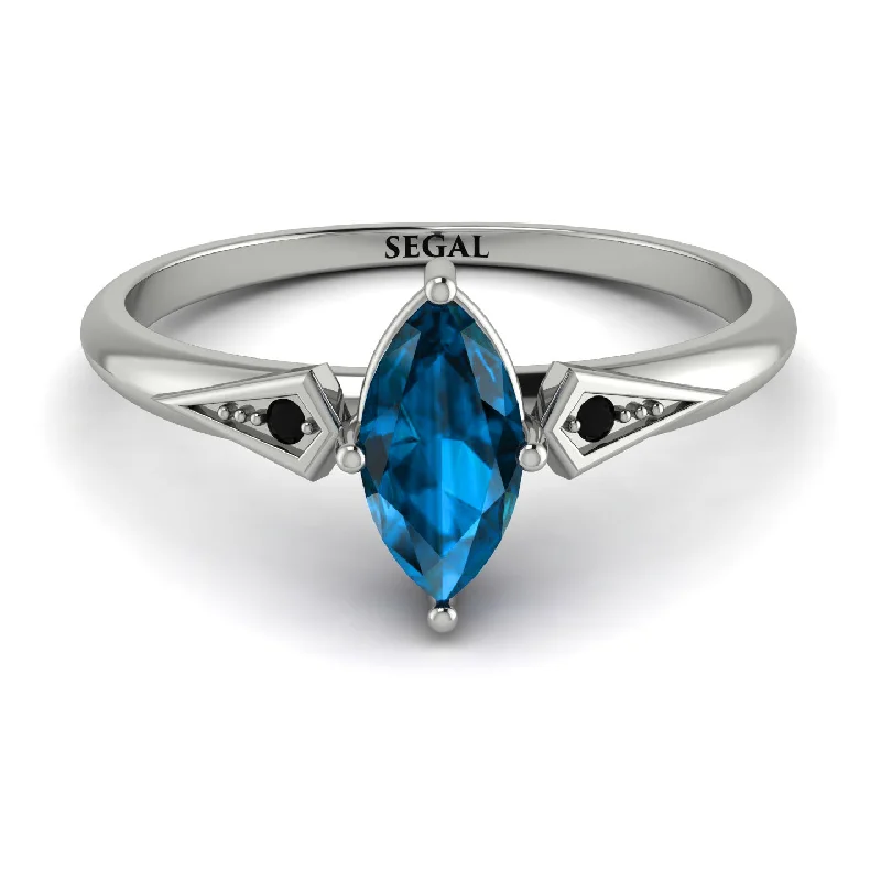 Birthstone Engagement Ring for Women-Marquise Blue Topaz Geometrical Engagement Ring - Reese No. 509