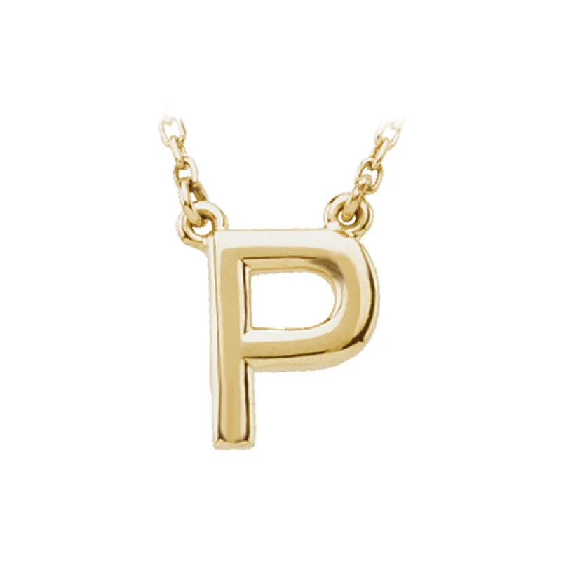 Elegant Pearl Necklace-14K Yellow Gold, Kendall Collection, Block Initial P Necklace, 16 Inch