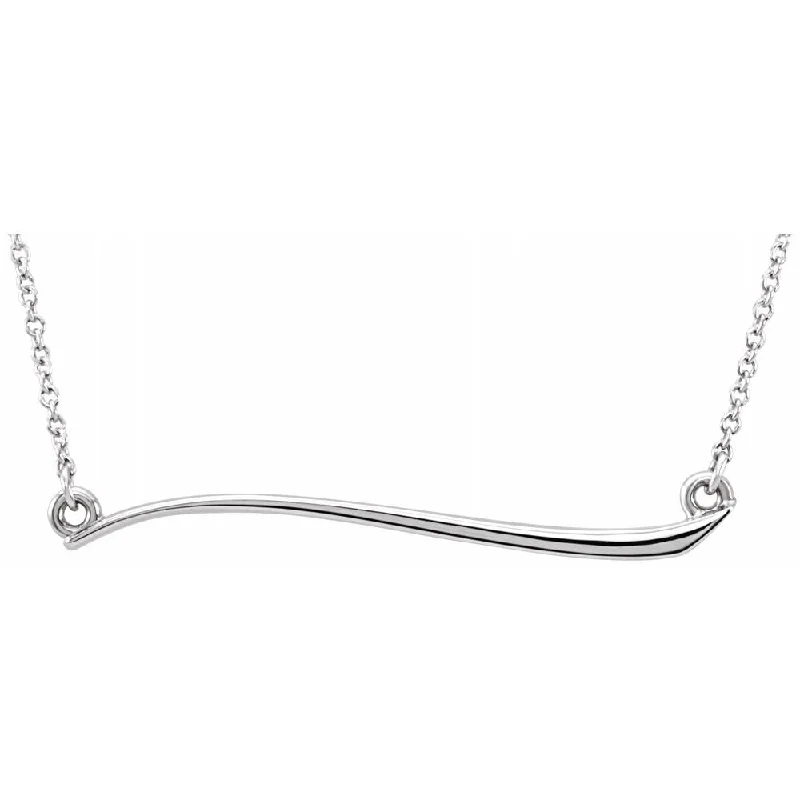 Bohemian Necklace for Beach Wear-14k White or Yellow Gold 36mm Freeform Bar Necklace, 17.5 Inch