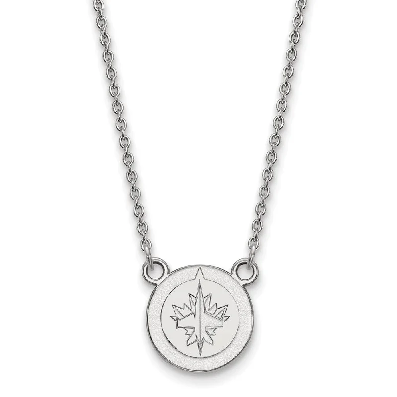 Bridal Necklace with Crystals-14k White Gold NHL Winnipeg Jets Small Necklace, 18 Inch