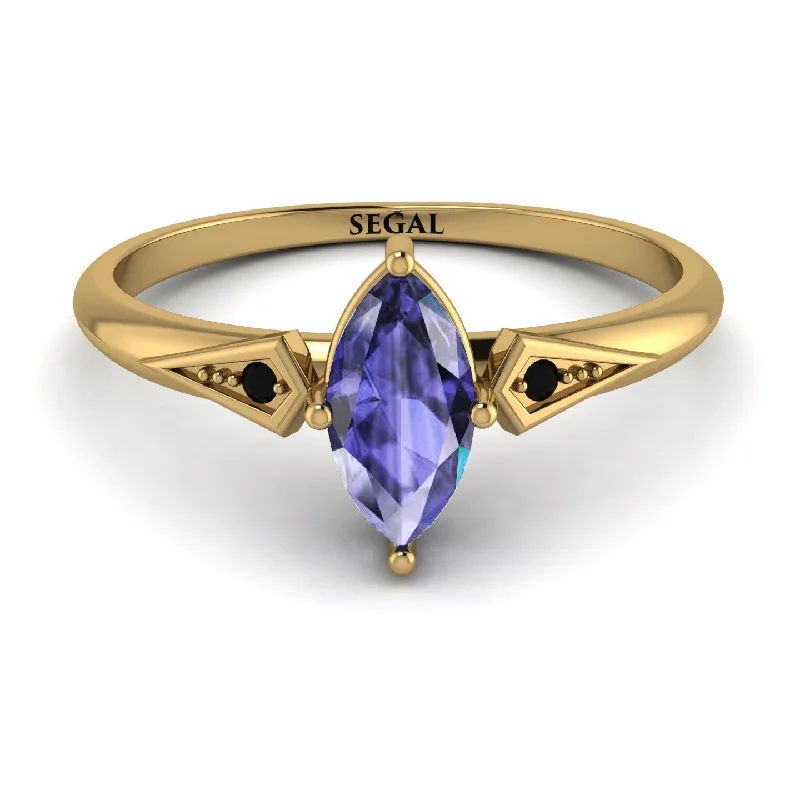 Designer Wedding Band for Women-Marquise Tanzanite Geometrical Engagement Ring - Reese No. 207