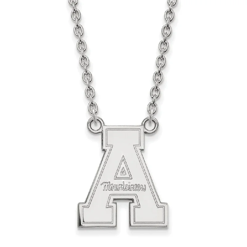 Pendant Necklace for Casual Style-14k White Gold Appalachian State Large Pendant Necklace