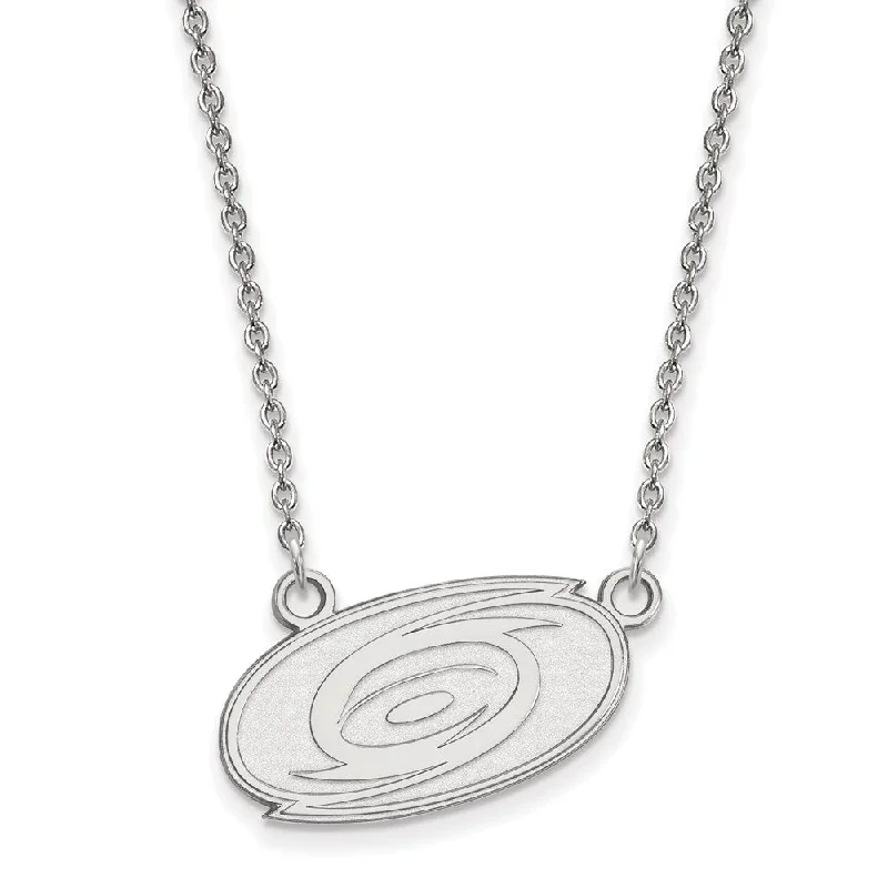 Bold Chunky Necklace for Bold Fashion-14k White Gold NHL Carolina Hurricanes Small Necklace, 18 Inch