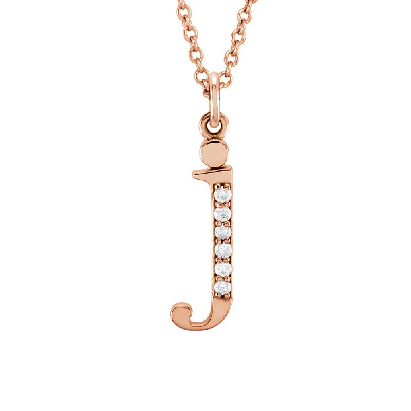 Personalized Heart Necklace for Moms-The Abbey 14k Rose Gold Diamond Lower Case Initial 'j' Necklace 16 In