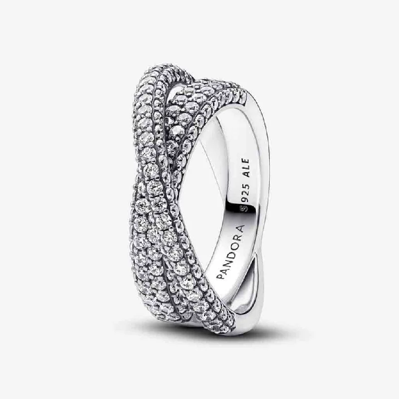 Custom Ring for Proposal-PANDORA : Pandora Timeless Pavé Crossover Dual Band Ring