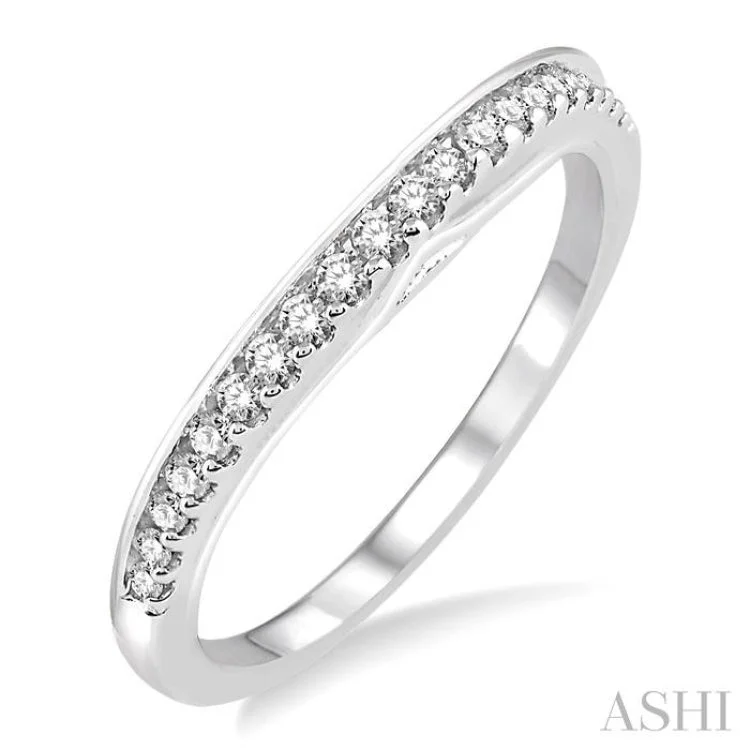 Trendy Gold Ring for Women-1/4 Ctw Round Cut Diamond Wedding Band in 14K White Gold