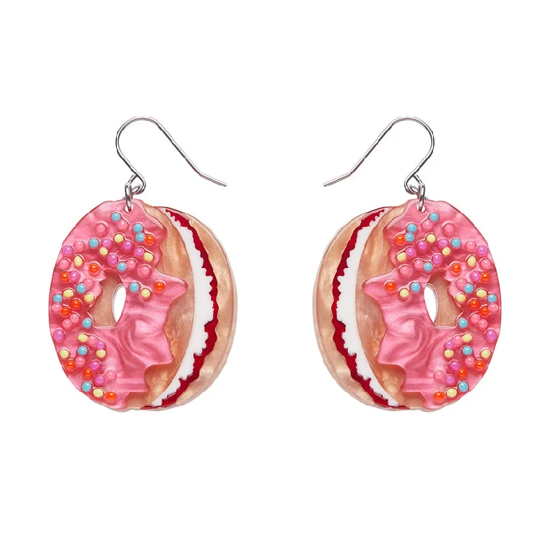 Artistic Earrings for Fashion Lovers-Erstwilder x Katherine Sabbath - Donut Cake Drop Earrings