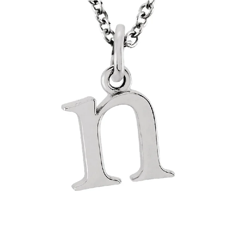 Silver Choker Necklace for Fashion-The Abbey Lower Case Initial 'n' Necklace in 14k White Gold, 16 Inch