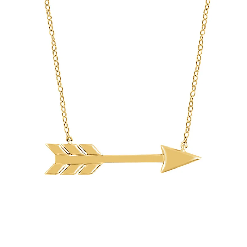 Luxurious Diamond Necklace-Dainty Horizontal Arrow Necklace in 14k Yellow Gold, 18 Inch