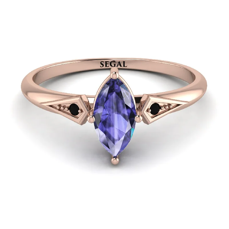 Customizable Gemstone Ring for Engagement-Marquise Tanzanite Geometrical Engagement Ring - Reese No. 208