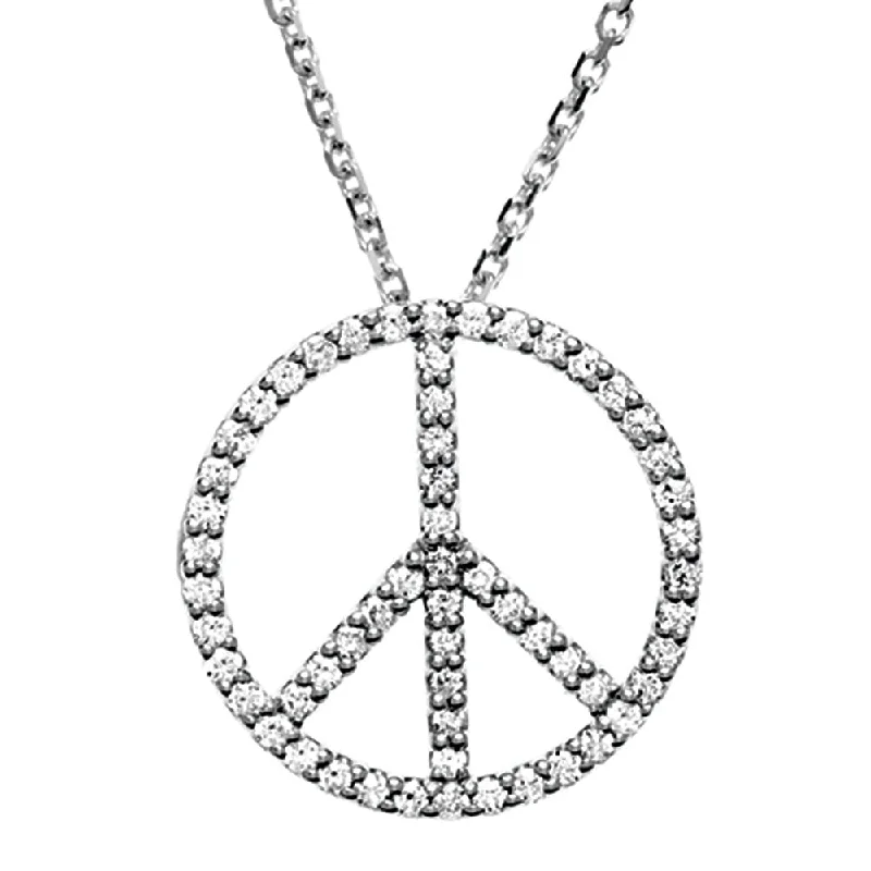 Elegant Necklace for Bridesmaids-1/3 Carat Diamond Peace Sign Necklace in Platinum