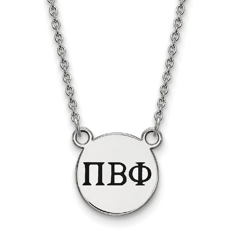 Bold Chunky Necklace for Bold Fashion-Sterling Silver Pi Beta Phi Small Enamel Greek Letters Necklace