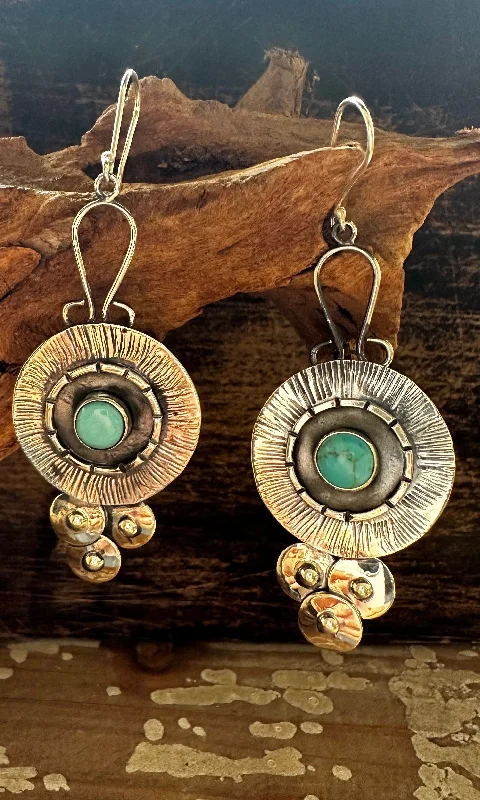 Artistic Drop Earrings for Fashion Lovers-SILVER SHIELDS Mexican Handcrafted Sterling Silver and Turquoise