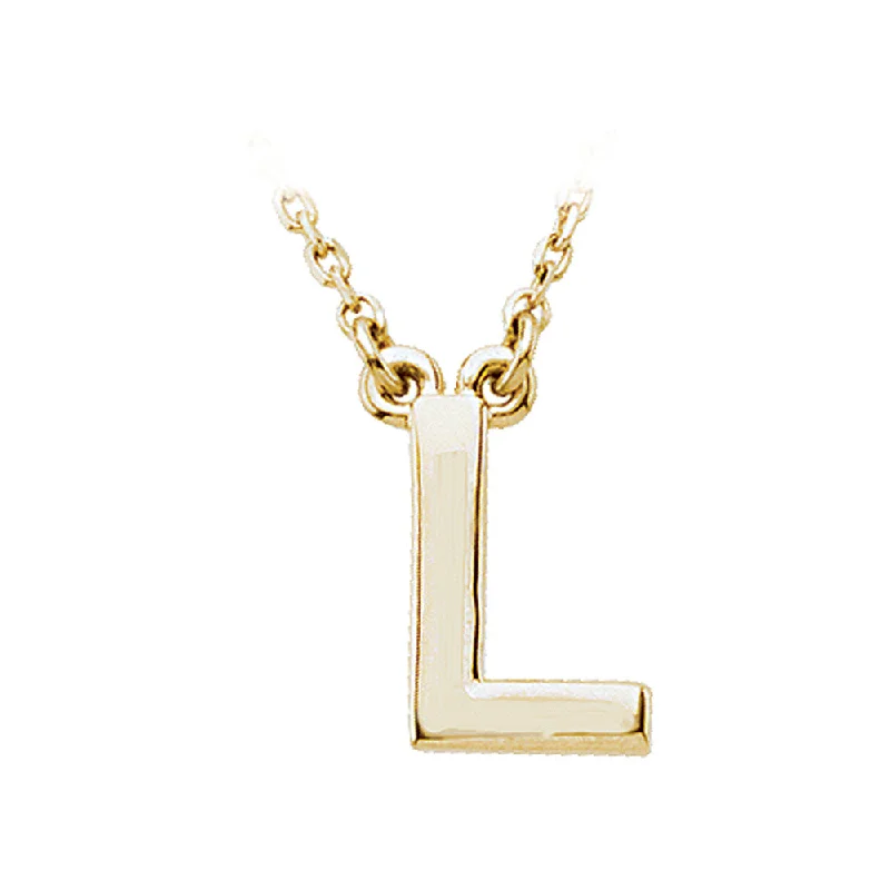 Stylish Necklace for Special Events-14K Yellow Gold, Kendall Collection, Block Initial L Necklace, 16 Inch