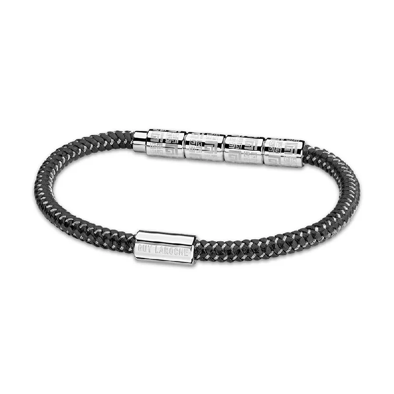 Fashionable Leather Bracelet for Stylish Men-Pierre Stainless Steel And Black Bracelet