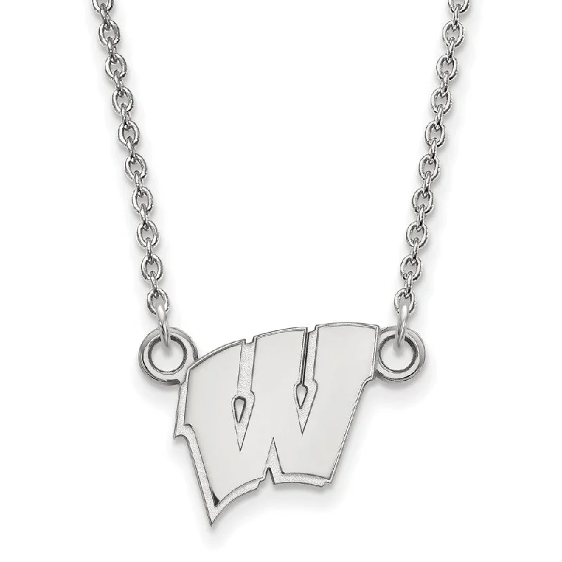 Unique Statement Necklace for Bold Fashion-Sterling Silver U of Wisconsin Small Initial W Pendant Necklace