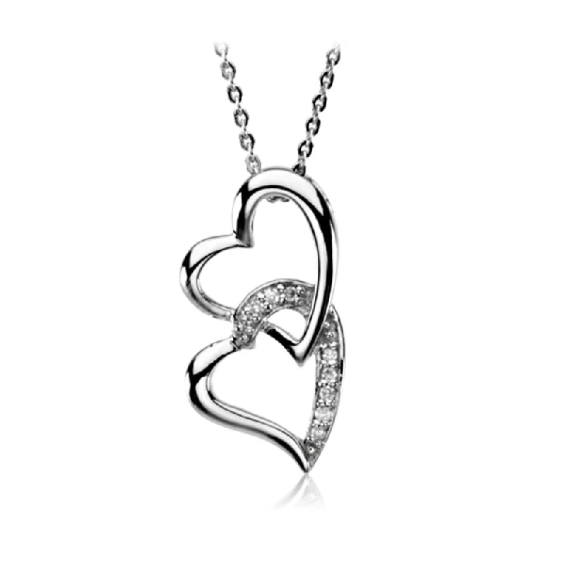 Unique Necklace for Gifts-Rhodium Plated Sterling Silver & CZ, Like a Sister Necklace, 18 Inch