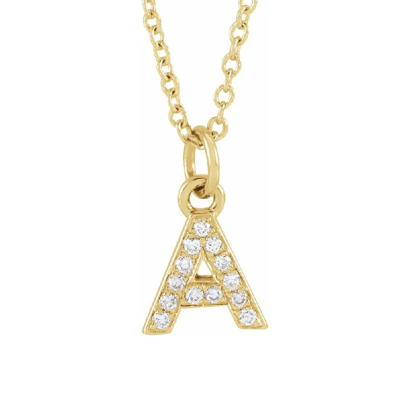 Custom Pendant Necklace for Personal Style-14K Yellow Gold (G-H, I1) Diamond Tiny Initial A-Z Necklace, 16-18 In