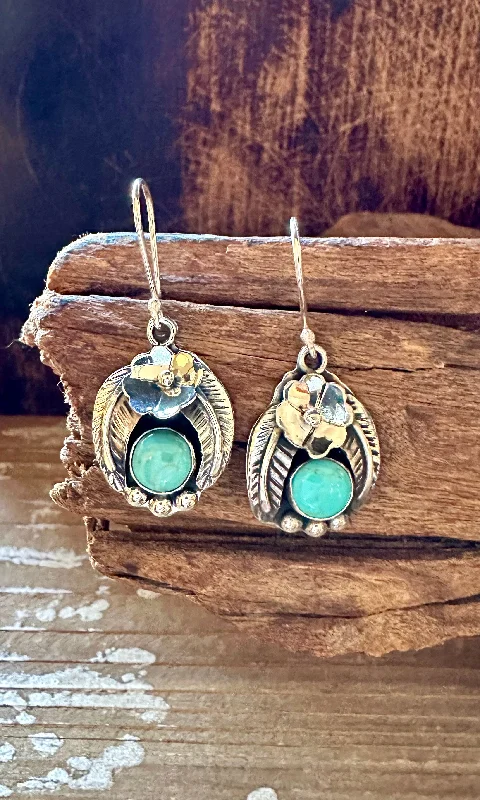 Handmade Earrings for Weddings-BIRDS NEST Mexican Sterling Silver and Turquoise Earrings